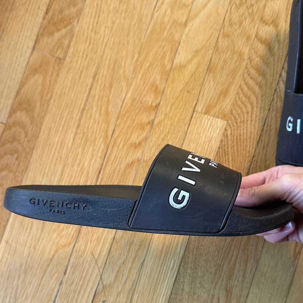 Givenchy Black Slide Sandals with White Logo - Picture 2 of 7
